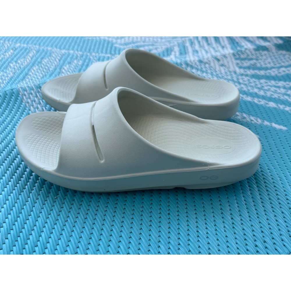 OOFOS OOahh Recovery Slides Women's 8 Cream Comfort Sandals Athleisure - Picture 6 of 11